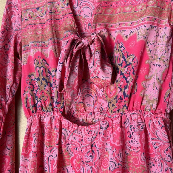RAGA Boho Printed Tie Front Romper Nidhi Pink Paisley. XS - Picture 3 of 6